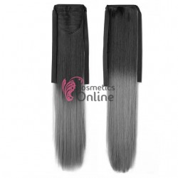 Extensie de par coada dreapta cu snur si pini 70 cm Ombre Brunet cu Gri Cenusiu CYF7154289A1